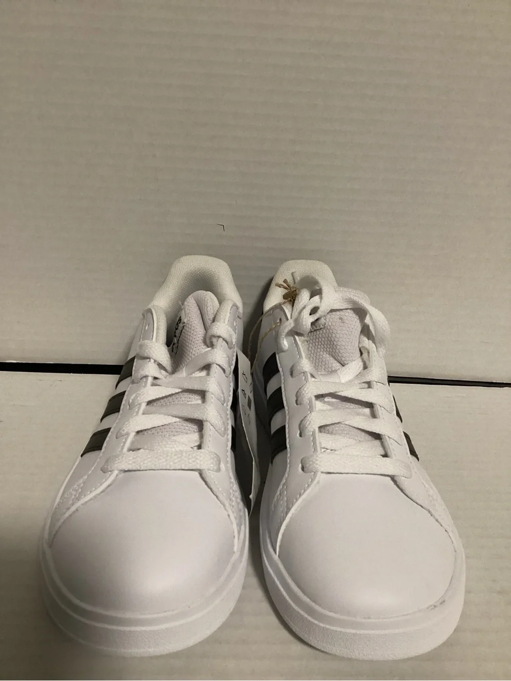 adidas White Sneakers with Black Stripes Kids